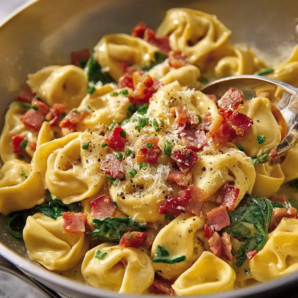 30-Minute Creamy Tortellini Carbonara Recipe - Recipe Image