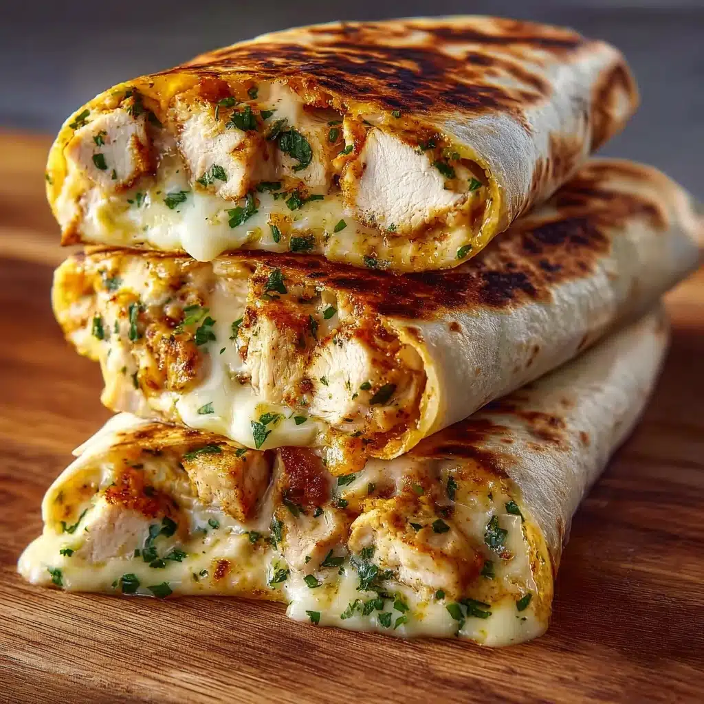 Ooey-Gooey Cheesy Garlic Chicken Wraps Recipe - Recipe Image