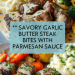 "Garlic Butter Steak Bites with a Rich Parmesan Cream Sauce Recipe