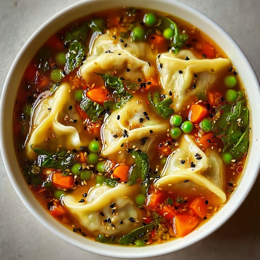 Easy Asian Dumpling Potsticker Soup Recipe - Recipe Image