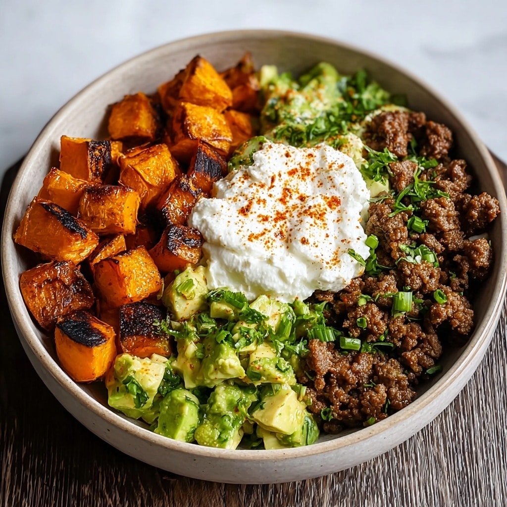 Sweet Potato Beef Bowl with Hot Honey and Cottage Cheese Recipe - Recipe Image