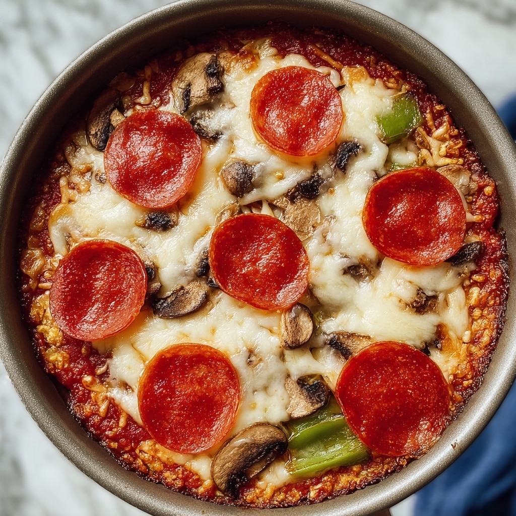 Low Carb Cheesy Crustless Pizza Bowl Recipe for Keto Meals Recipe - Recipe Image