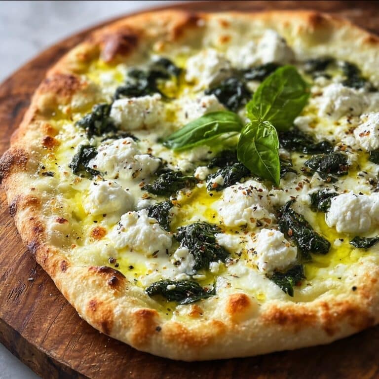 Greek Roasted Garlic Spinach White Pizza Recipe