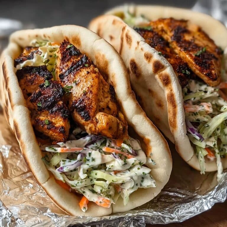 Chicken Pitas with Herby Ranch Slaw Recipe