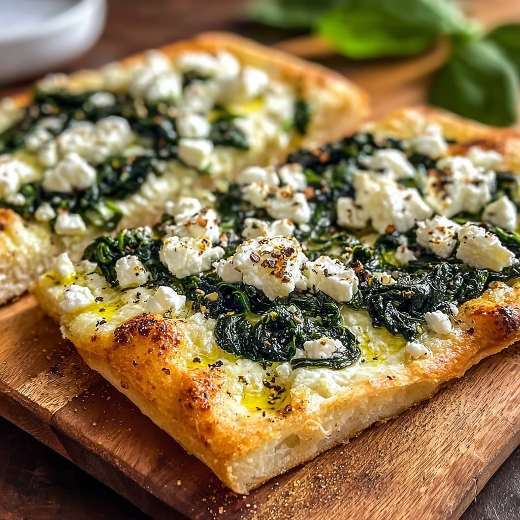 Greek Roasted Garlic Spinach White Pizza Recipe - Recipe Image