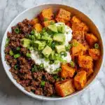 Sweet Potato Beef Bowl with Hot Honey and Cottage Cheese Recipe