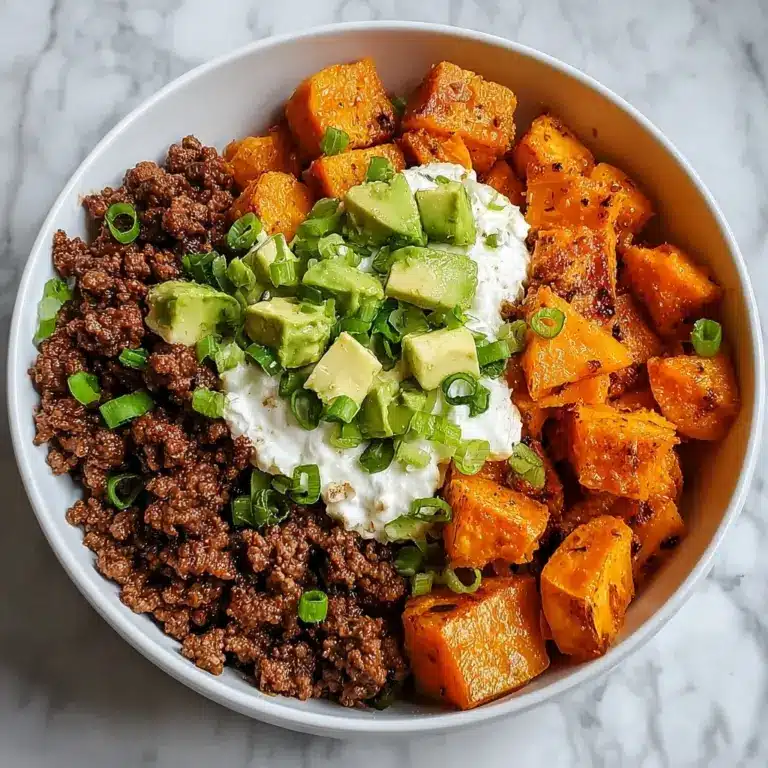 Sweet Potato Beef Bowl with Hot Honey and Cottage Cheese Recipe