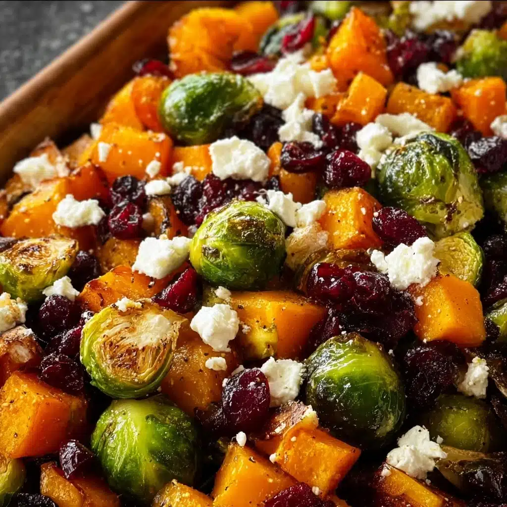 Cranberry-Glazed Roasted Butternut Squash, Brussels Sprouts, and Sweet Potato Salad Recipe - Recipe Image