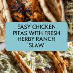 Chicken Pitas with Herby Ranch Slaw Recipe
