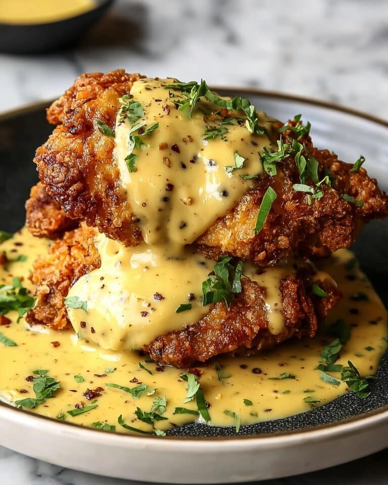 Pretzel-Crusted Chicken with Mustard-Cheddar Sauce Recipe