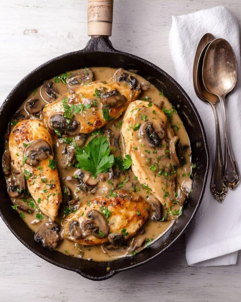 Creamy Mushroom Chicken in White Wine Sauce Recipe