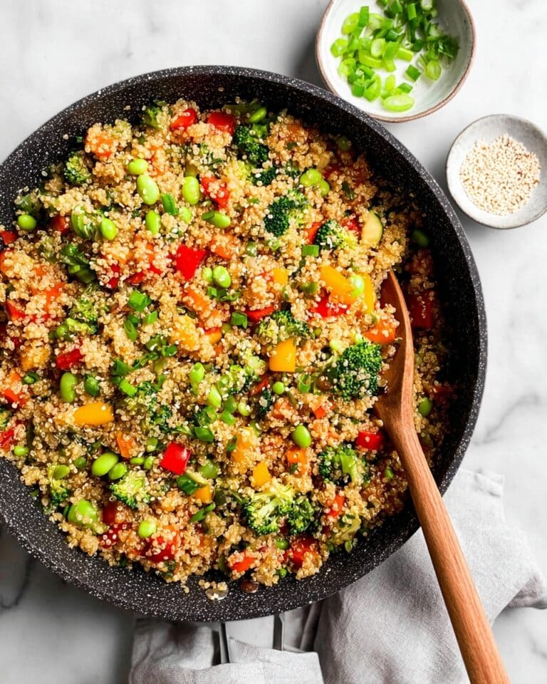 Veggie-Packed Quinoa Stir Fry with Sesame Peanut Sauce Recipe