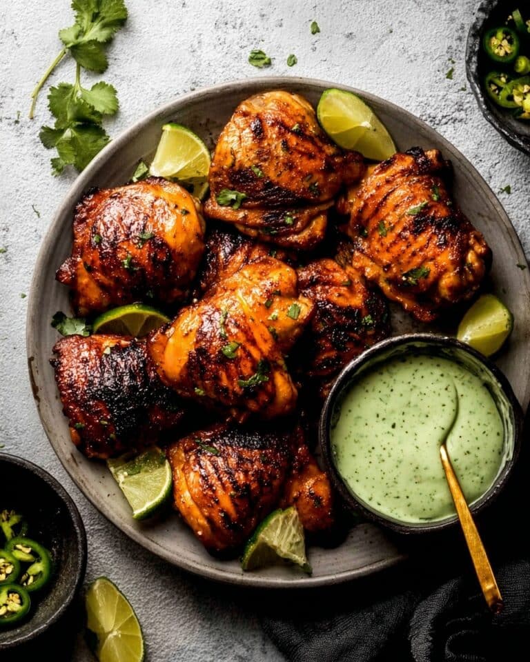 Peruvian Chicken with Cilantro Lime Green Sauce and Fluffy Jasmine Rice Recipe