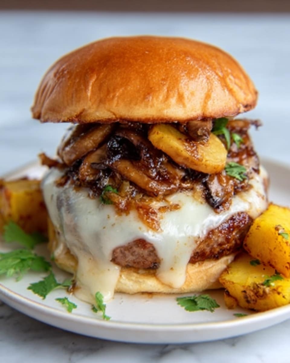 The image shows a takeout box with golden-brown French fries on the left side. On the right side, there is a sandwich with a shiny, soft brown bun on top. Between the bun, there is a thick layer of grilled chicken breast with crispy, dark brown bacon strips on top. Beneath the chicken, there is a white melted cheese layer slightly oozing out. The takeout container rests on a white marbled surface. Photo taken with an iphone --ar 4:5 --v 7