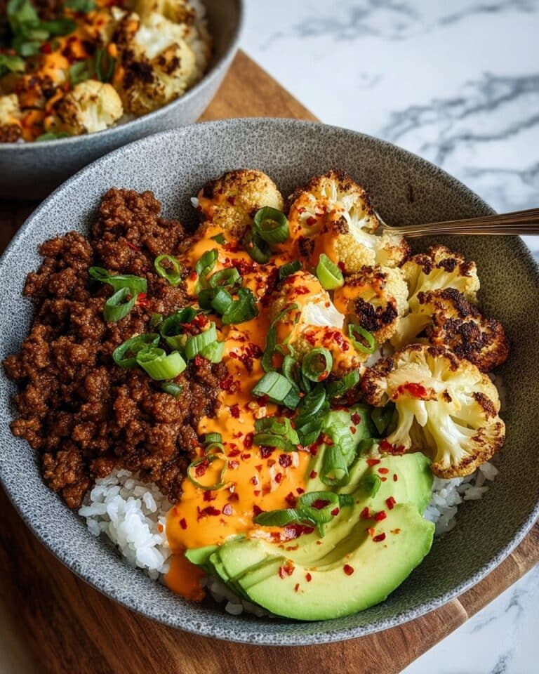 Crispy Chile Ground Beef and Cauliflower Protein Bowls Recipe