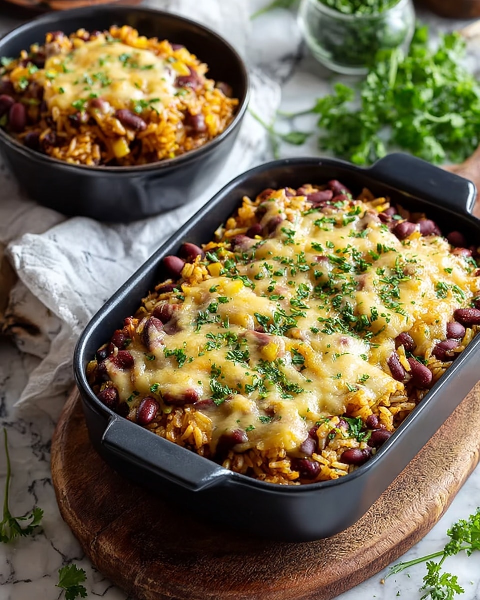 A close-up view of a white bowl filled with cooked rice mixed with black beans, green peas, corn, and small diced tomatoes, all coated in a slightly shiny, reddish sauce. On top of the rice mixture are fresh green parsley leaves adding a pop of color. A spoon lifts a scoop of the colorful rice and bean mix from the bowl, showing the glossy texture and individual grains and vegetables clearly. The background is softly blurred with hints of greenery, and the whole scene rests on a white marbled surface. photo taken with an iphone --ar 4:5 --v 7