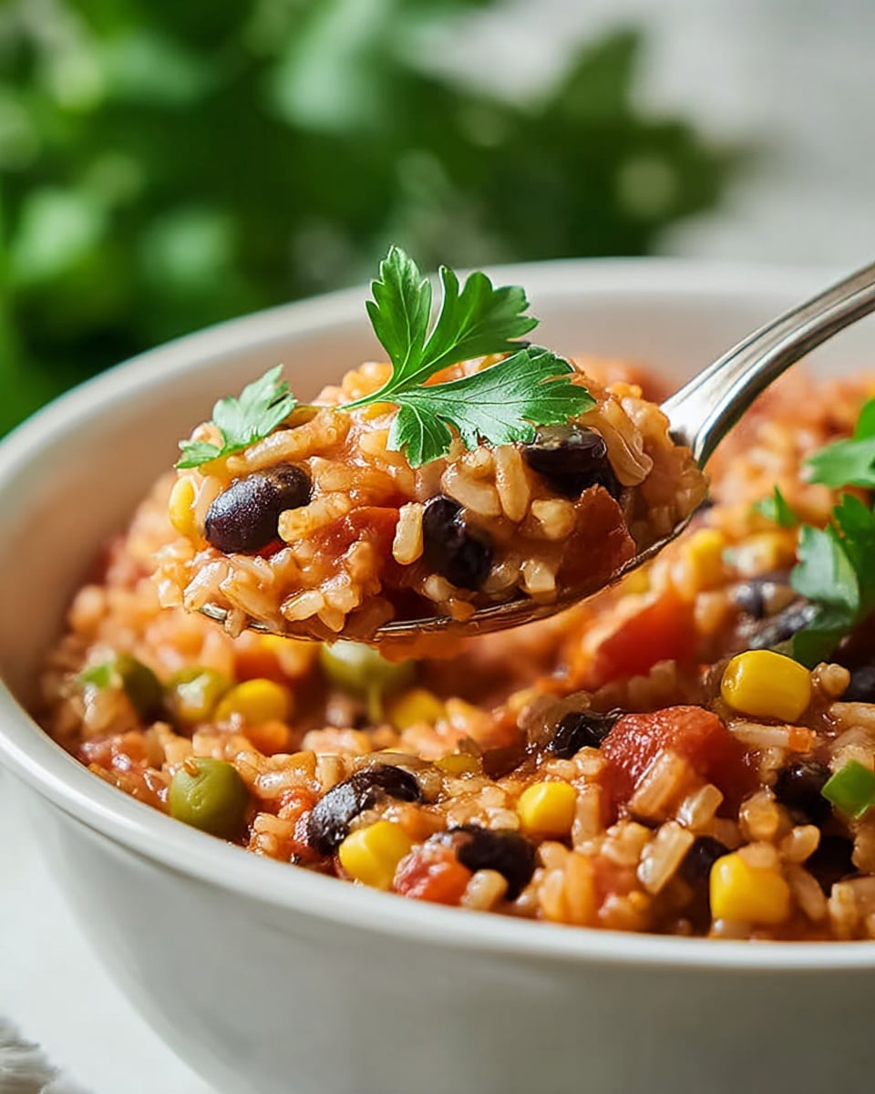A black rectangular casserole dish is filled with a layered baked dish, starting with a base of yellow rice mixed with red kidney beans, topped with a layer of melted golden cheese that has browned spots, and scattered finely chopped green herbs on top. The casserole sits on a rustic wooden board, with a white marbled surface beneath. In the background, a smaller black bowl holds the same dish, and fresh green herbs and a white cloth napkin are partly visible. Photo taken with an iphone --ar 4:5 --v 7