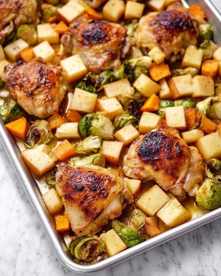 Sheet Pan Honey Balsamic Chicken with Seasonal Vegetables and Apples Recipe