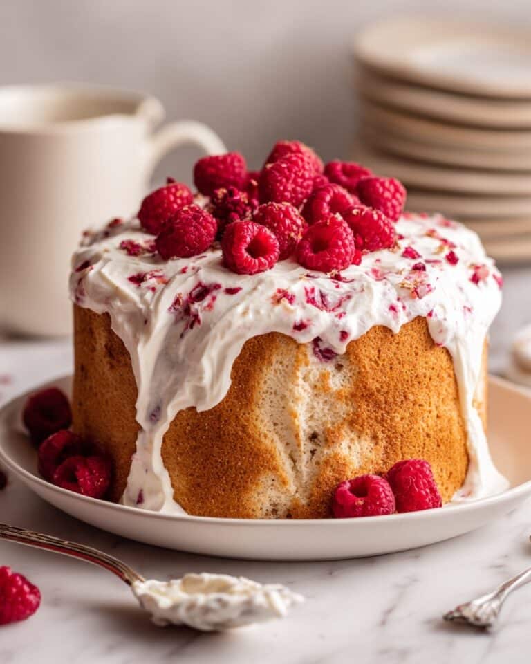 Angel Food Cake with Raspberry Cream Recipe